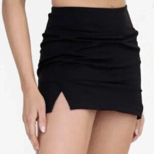 Mono B Black Athletic Slit Mini Skirt Skort Size Medium Y2K Built in Shorts